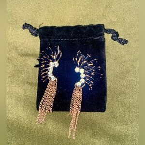 Great Gatsby Art Deco Style Fan Winged Tassel Earrings